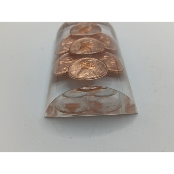Vintage 1972 Penny Lucite Epoxy? Paperweight 3" X 2" Office Weight - Picture 2 of 9